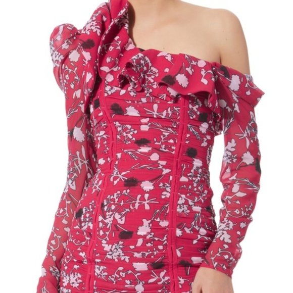 Self-Portrait Floral One Shoulder Mini Dress US Size 6 - Picture 1 of 5